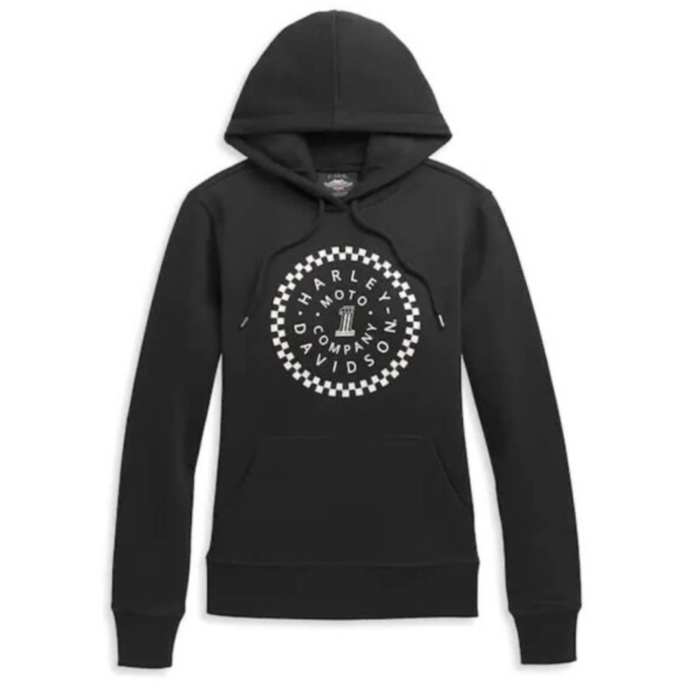 Harley-Davidson Women’s Hoodie – Black Circle Logo, Size L, Like-New
